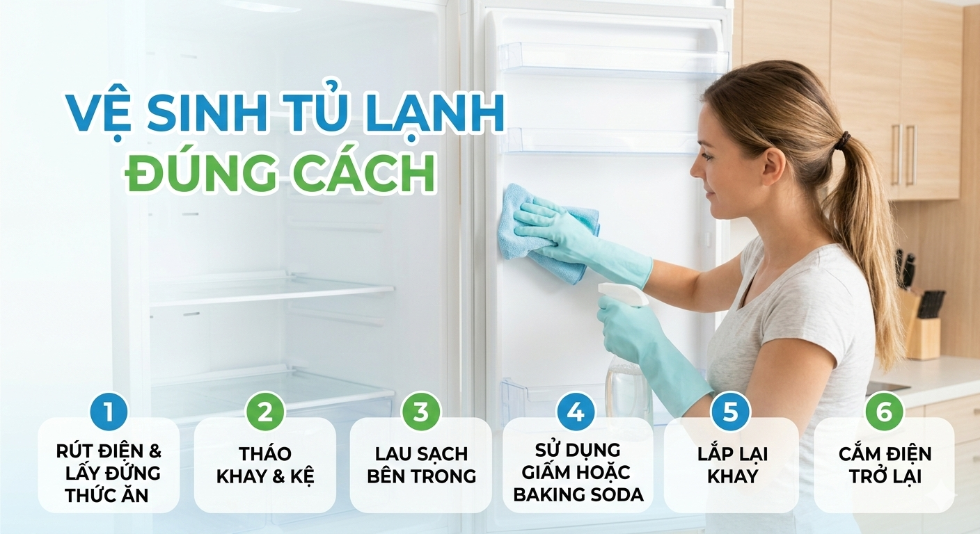 Vệ sinh tủ lạnh đúng cách chỉ cần làm đúng, đủ 6 bước đơn giản này
