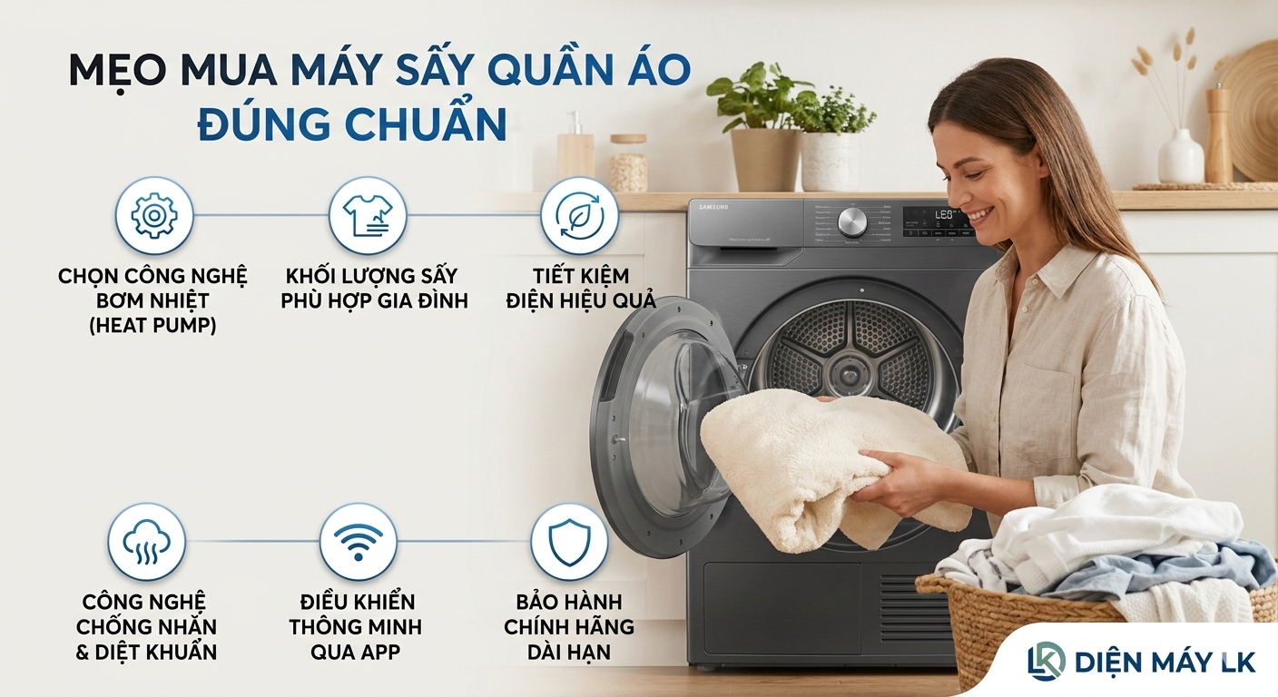 Kinh nghiệm mua máy sấy quần áo: Loại nào tốt và tiết kiệm điện nhất?